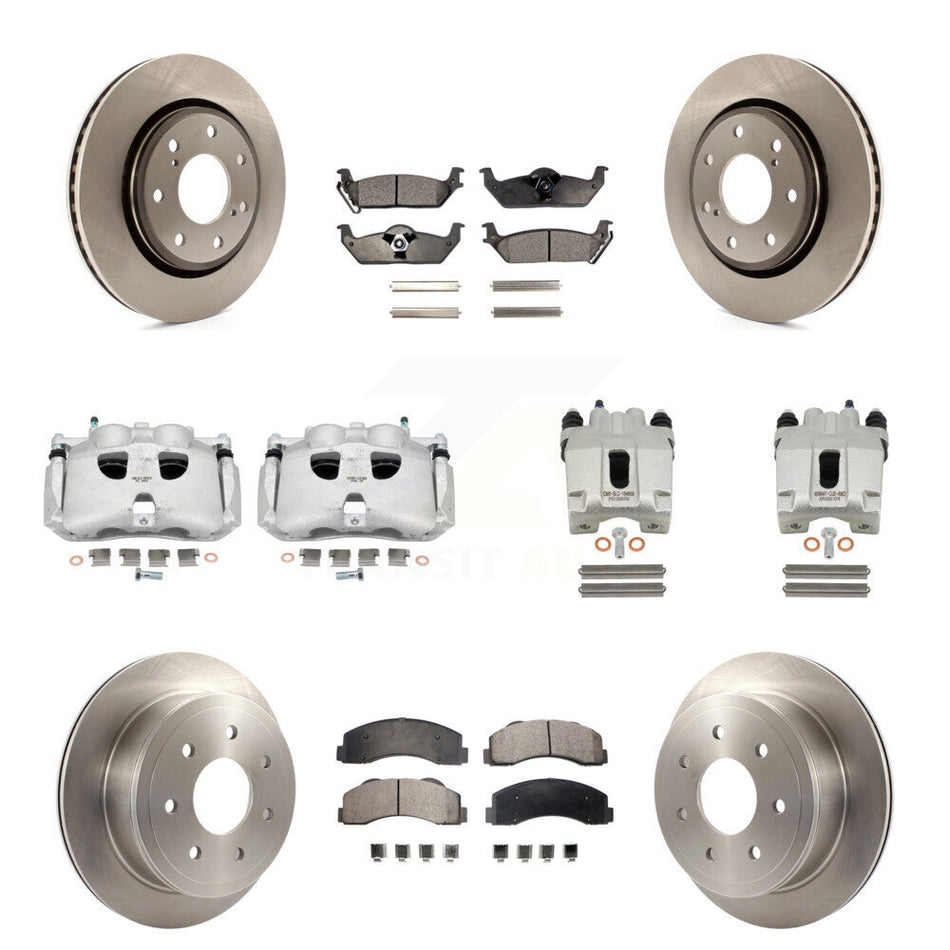 Front Rear Disc Brake Caliper Rotors And Semi-Metallic Pads Kit (10Pc) For 2010-2011 Ford F-150 With 7 Lug Wheels KC8-101277P