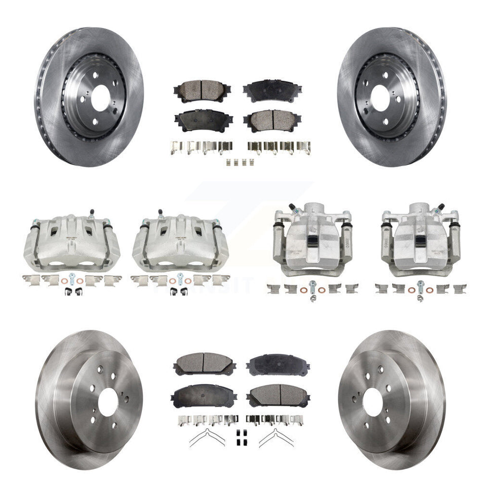 Front Rear Disc Brake Caliper Rotor Semi-Metallic Pad Kit (10Pc) For Toyota Sienna Lexus KC8-101278P