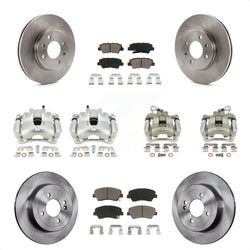 Front Rear Disc Brake Caliper Rotors And Ceramic Pads Kit (10Pc) For Kia Rio KC8-101279C