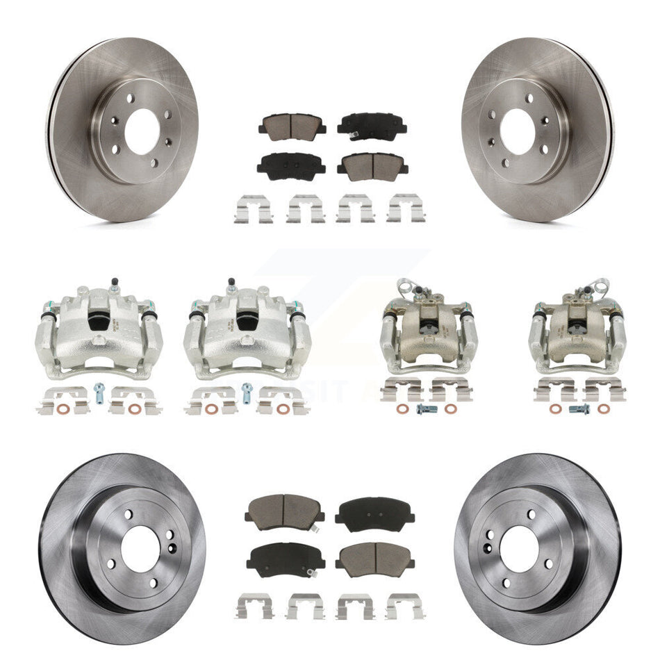 Front Rear Disc Brake Caliper Rotors And Ceramic Pads Kit (10Pc) For Kia Rio KC8-101279C