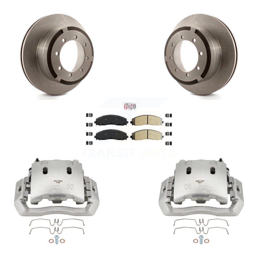 Rear Disc Brake Caliper Rotors And Semi-Metallic Pads Kit For Ford F-450 Super Duty KC8-101279N
