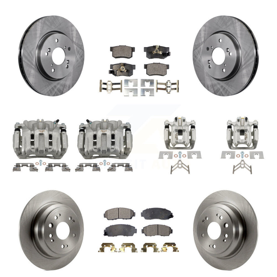 Front Rear Disc Brake Caliper Rotors Ceramic Pad Kit (10Pc) For 2012 Honda Crosstour FWD KC8-101280T