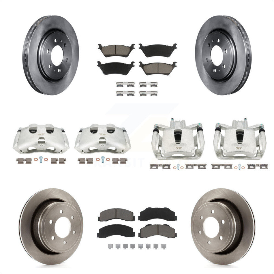 Front Rear Disc Brake Caliper Rotors And Ceramic Pads Kit (10Pc) For Ford F-150 KC8-101283C by Transit Auto