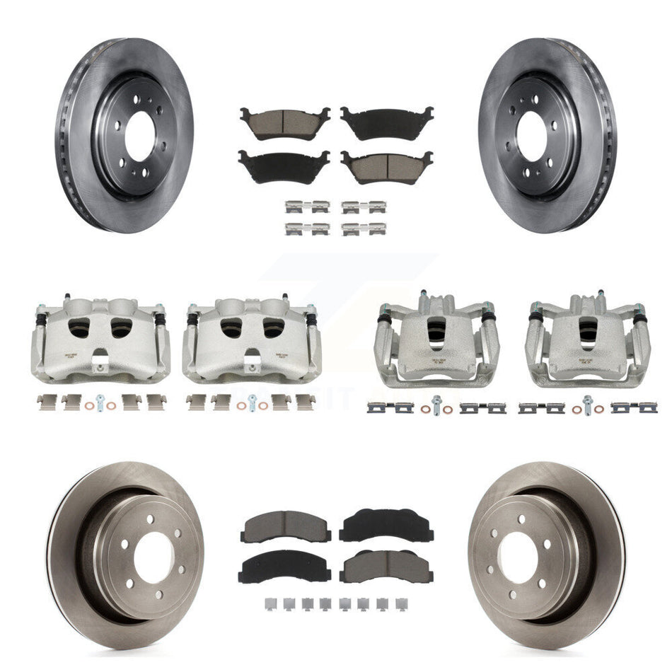 Front Rear Disc Brake Caliper Rotors And Ceramic Pads Kit (10Pc) For Ford F-150 KC8-101283C