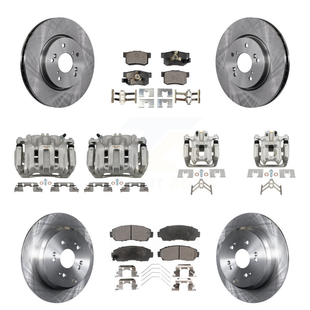 Front Rear Disc Brake Caliper Rotors Ceramic Pad Kit (10Pc) For 2012-2016 Honda CR-V AWD KC8-101283T