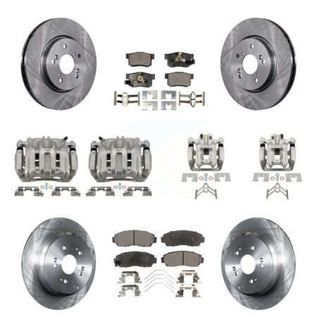Front Rear Disc Brake Caliper Rotors Ceramic Pad Kit (10Pc) For 2012-2016 Honda CR-V AWD KC8-101283T