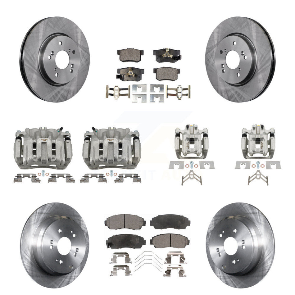 Front Rear Disc Brake Caliper Rotors Ceramic Pad Kit (10Pc) For 2012-2016 Honda CR-V AWD KC8-101283T