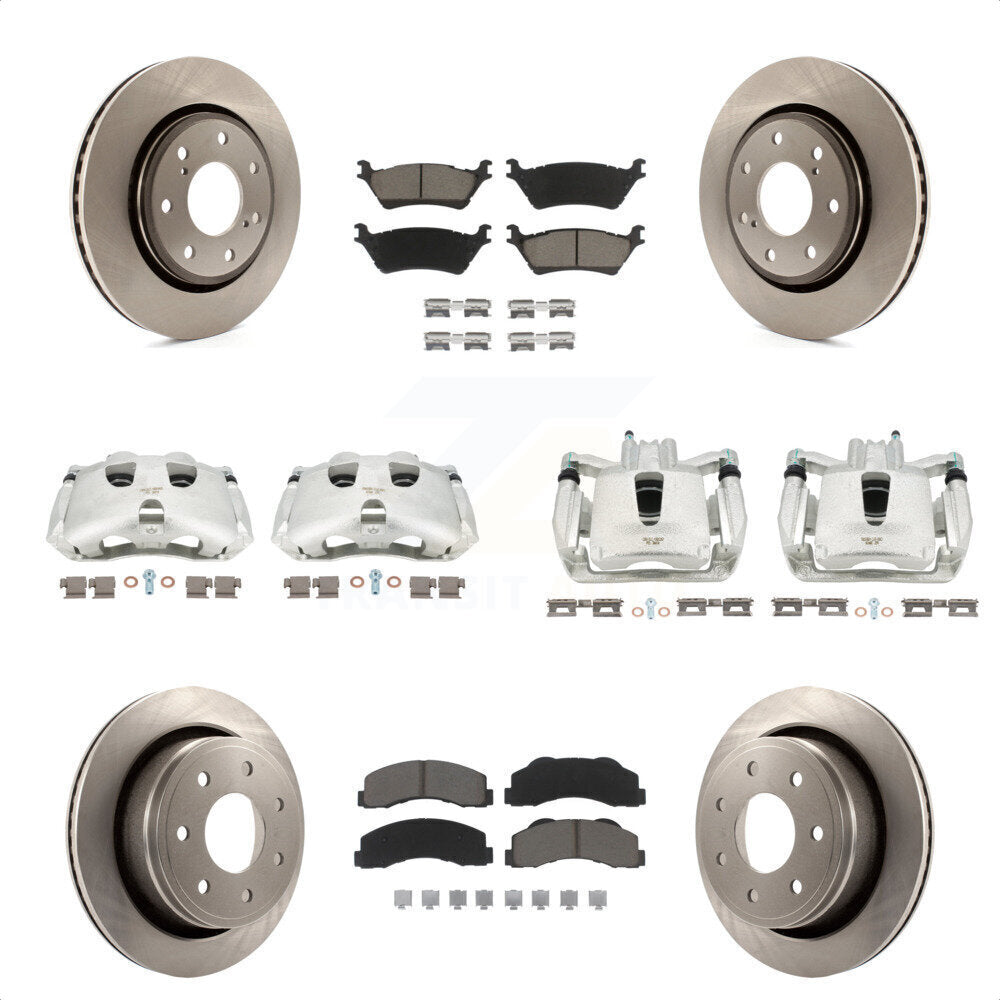 Front Rear Disc Brake Caliper Rotors And Ceramic Pads Kit (10Pc) For 2012-2014 Ford F-150 With 7 Lug Wheels KC8-101284C by Transit Auto