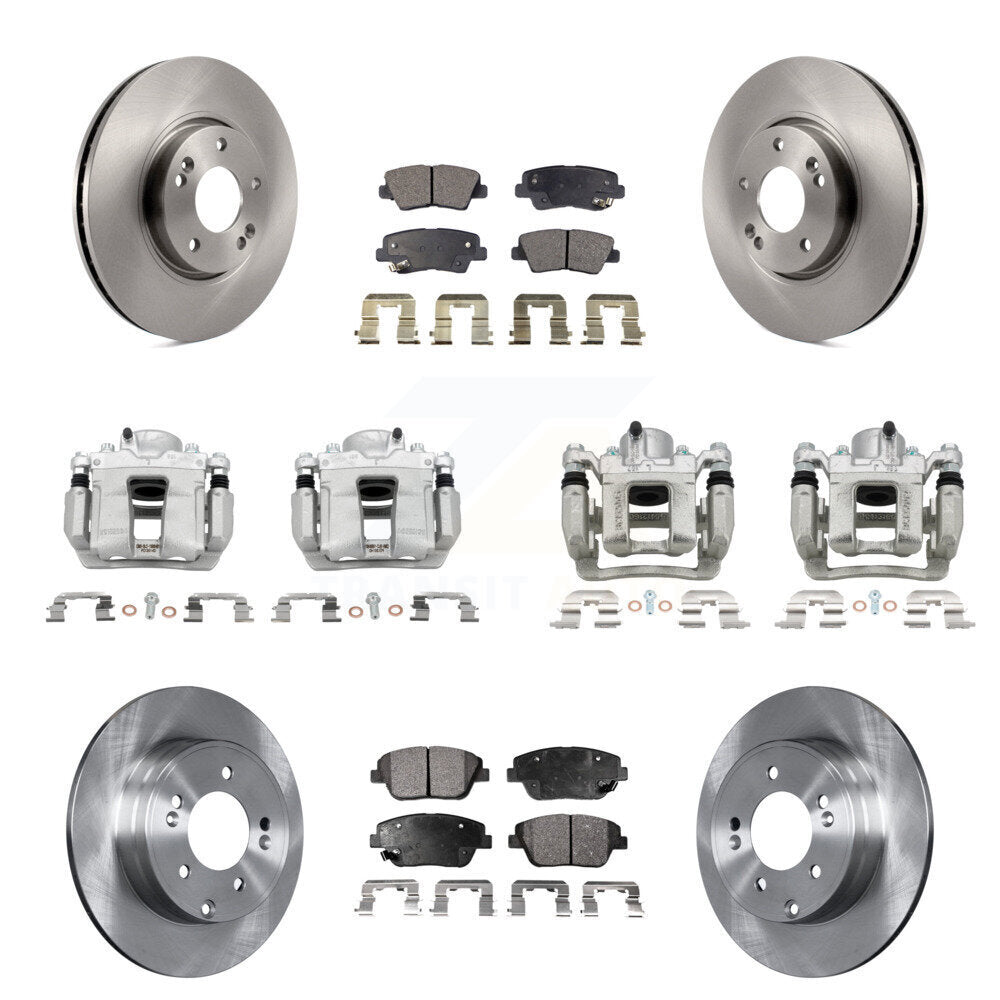Front Rear Disc Brake Caliper Rotors Semi-Metallic Pad Kit (10Pc) For Hyundai Sonata Kia KC8-101284P