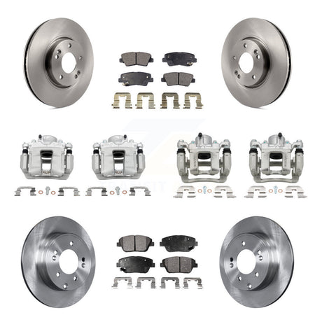 Front Rear Disc Brake Caliper Rotors Semi-Metallic Pad Kit (10Pc) For Hyundai Sonata Kia KC8-101284P
