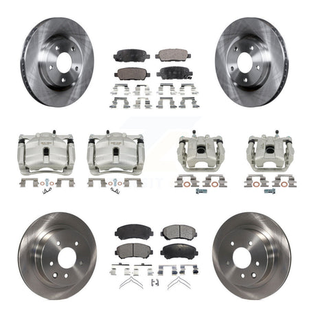 Front Rear Disc Brake Caliper Rotors And Ceramic Pads Kit (10Pc) For Nissan Rogue Select KC8-101285T