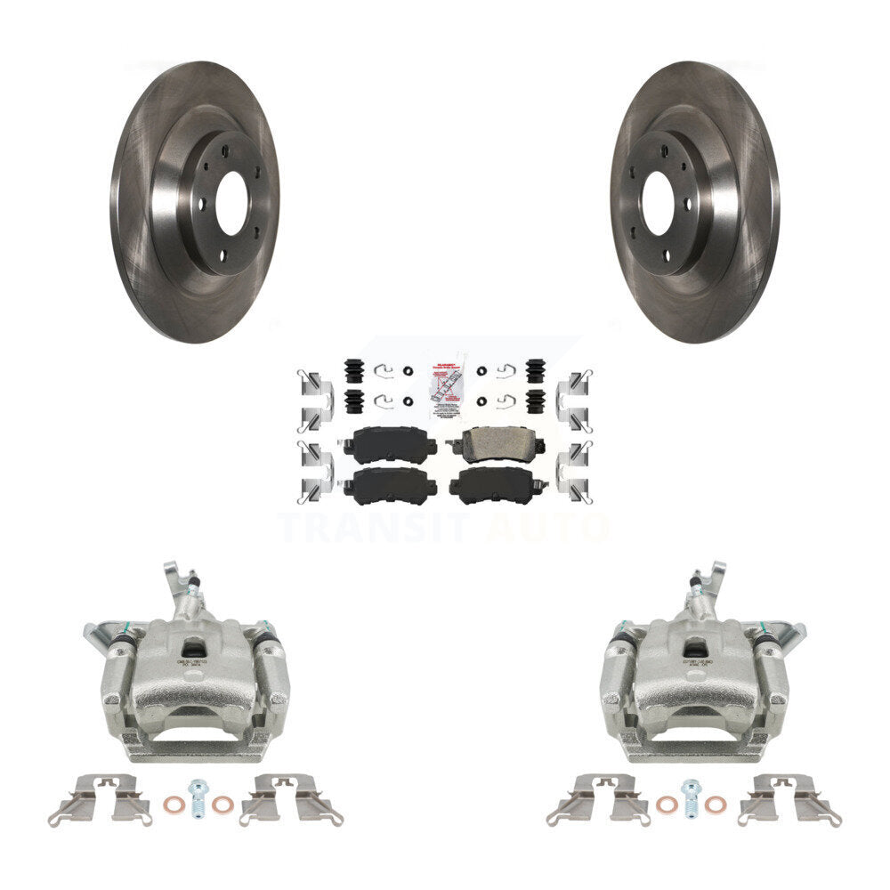 Rear Disc Brake Caliper Rotors And Ceramic Pads Kit For 2013-2015 Mazda CX-5 KC8-101287N