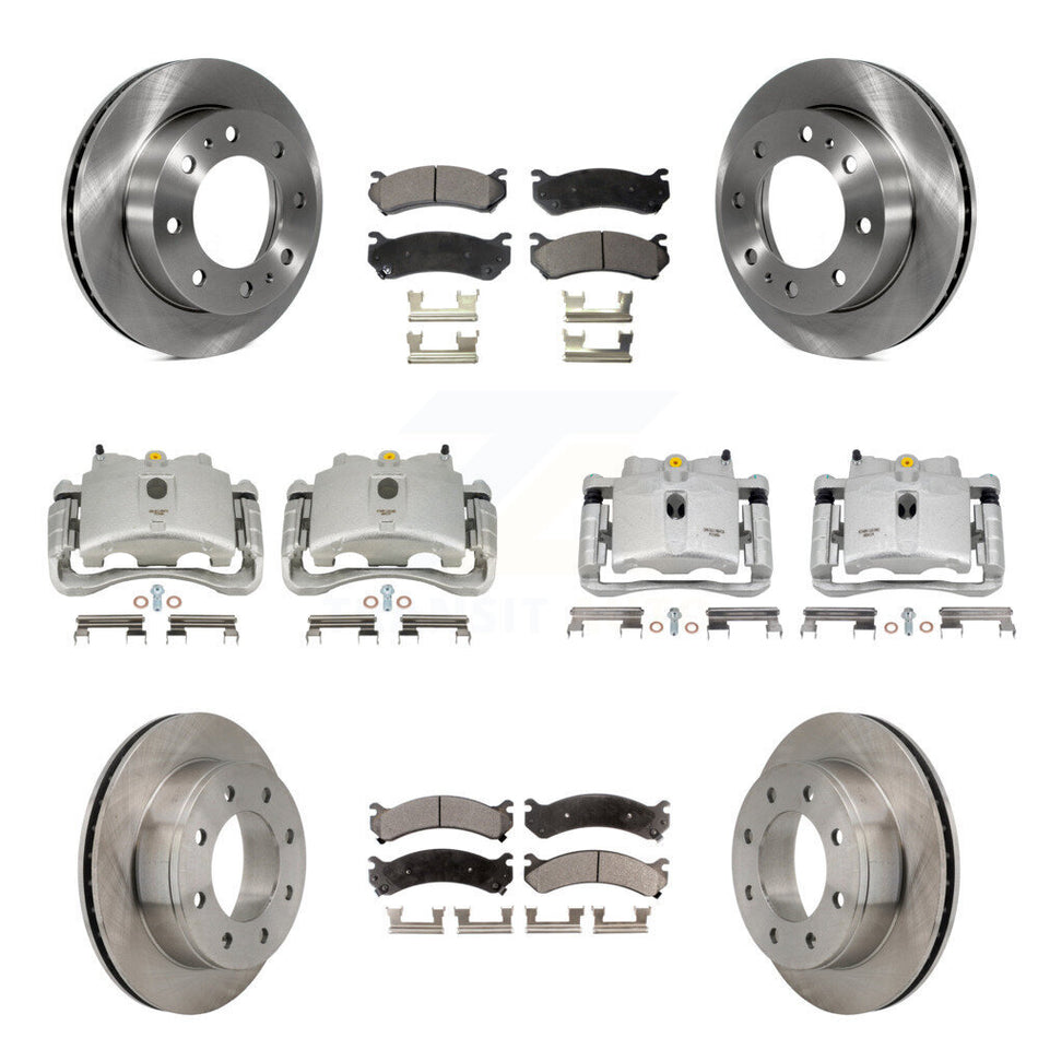 Front Rear Disc Brake Caliper Rotors And Ceramic Pads Kit (10Pc) For Chevrolet Silverado 2500 HD GMC Sierra Hummer H2 1500 Suburban Yukon XL Avalanche Classic KC8-101288T