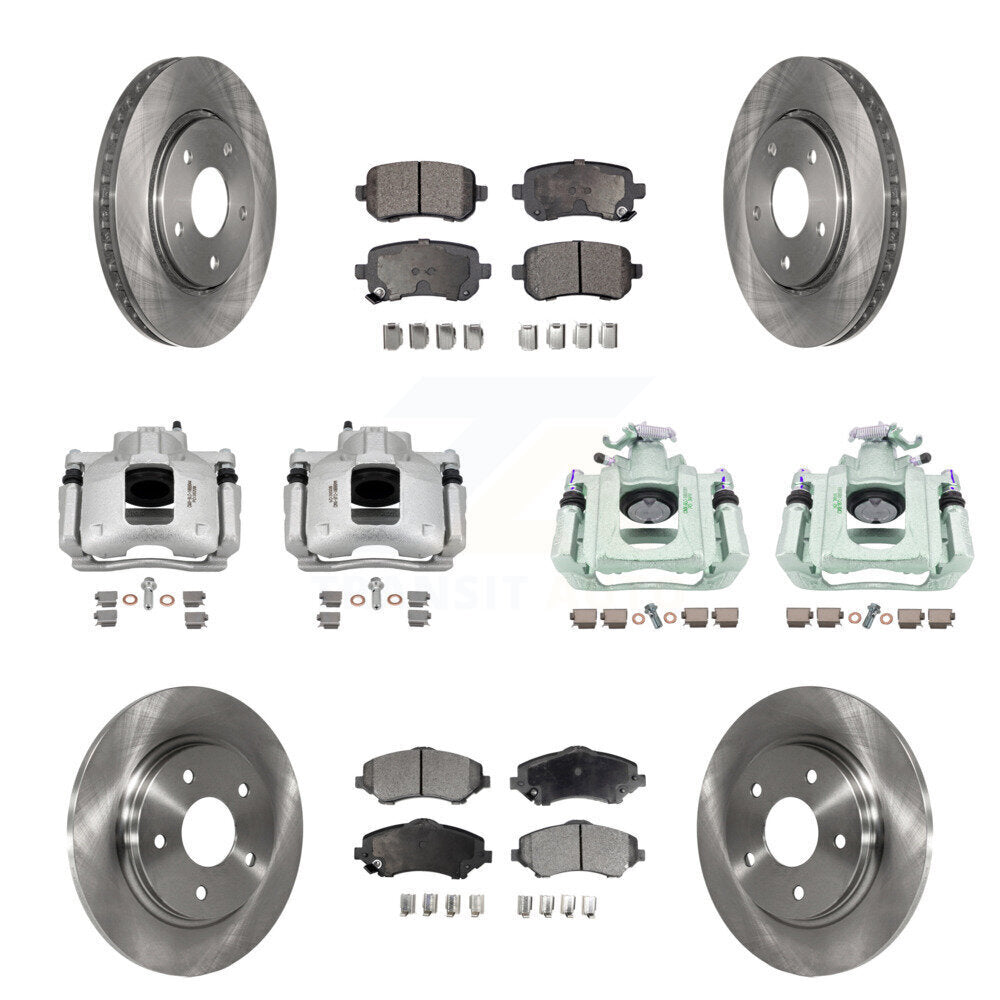 Front Rear Brake Caliper Rotor Semi-Metallic Pad Kit (10Pc) For Dodge Grand Caravan Town KC8-101289P