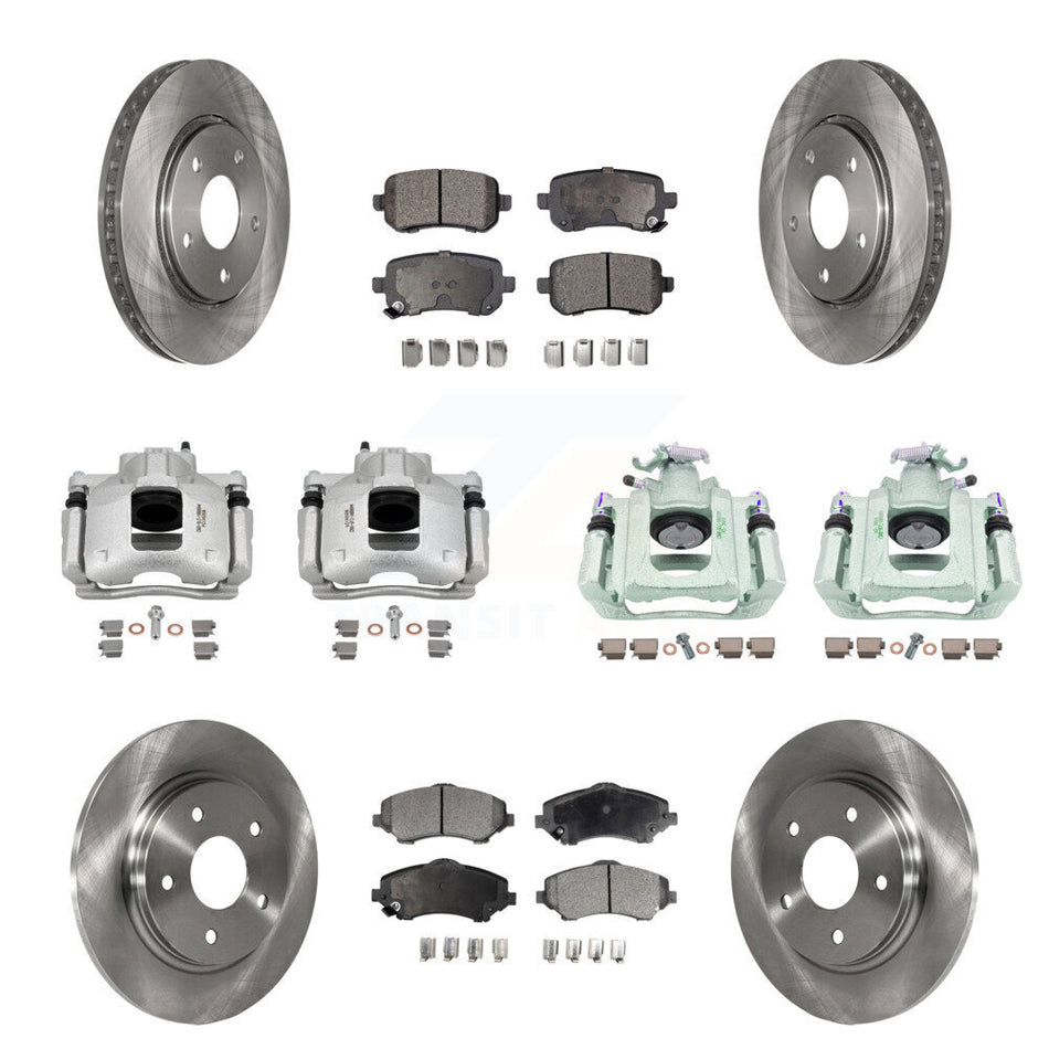 Front Rear Brake Caliper Rotor Semi-Metallic Pad Kit (10Pc) For Dodge Grand Caravan Town KC8-101289P