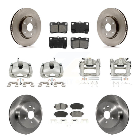 Front Rear Disc Brake Caliper Rotors & Semi-Metallic Pad Kit (10Pc) For 2006 Lexus GS300 KC8-101289S