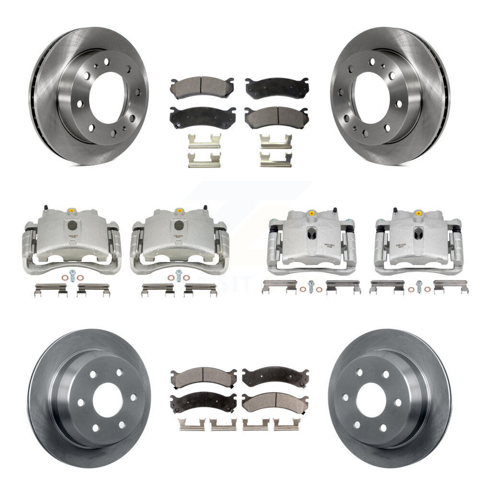 Front Rear Disc Brake Caliper Rotors And Ceramic Pads Kit (10Pc) For 2003 Chevrolet Silverado 2500 HD Suburban GMC Sierra KC8-101289T