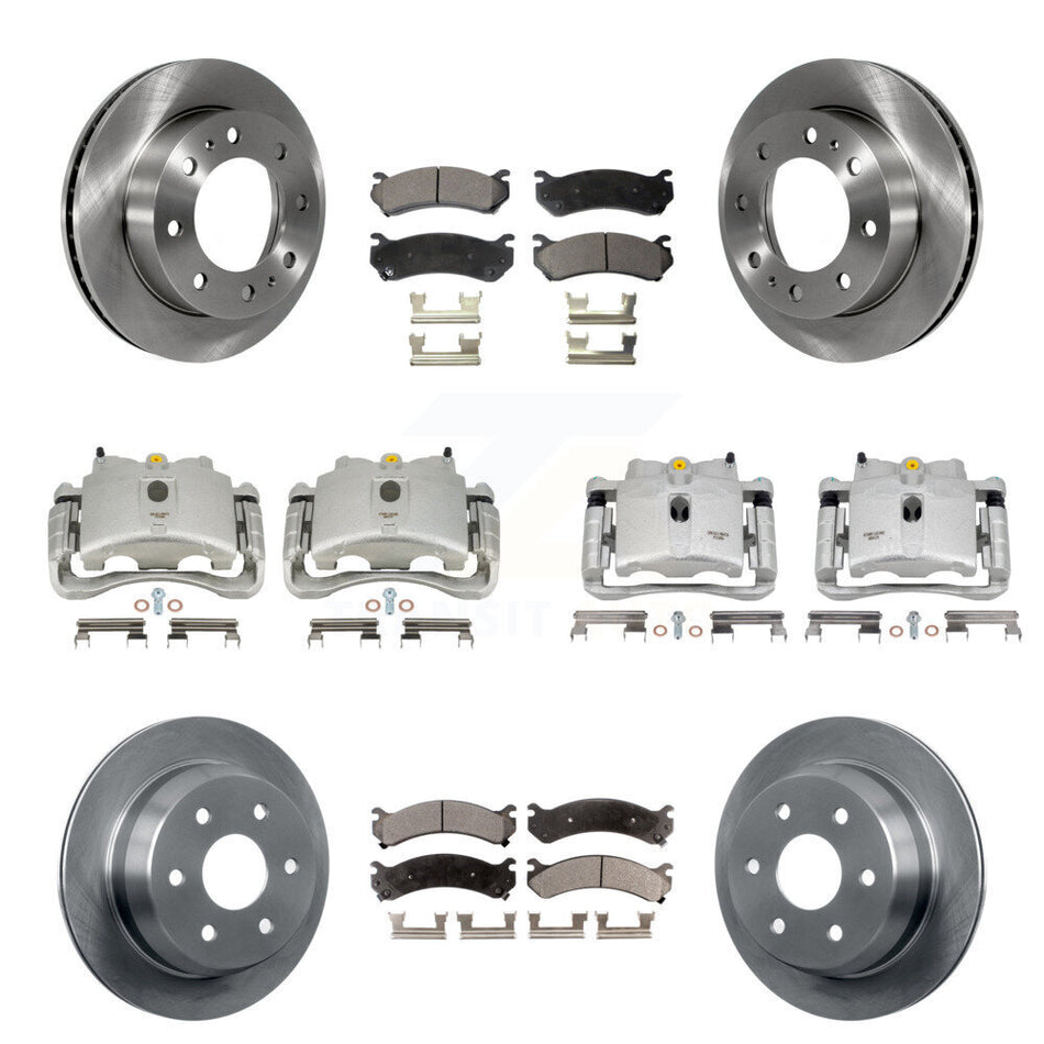 Front Rear Disc Brake Caliper Rotors And Ceramic Pads Kit (10Pc) For 2003 Chevrolet Silverado 2500 HD Suburban GMC Sierra KC8-101289T