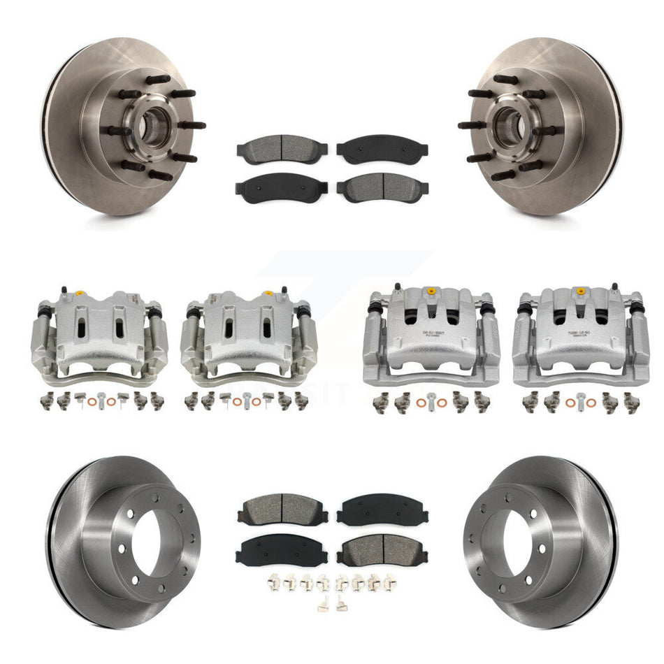 Front Rear Brake Caliper Rotors & Semi-Metallic Pad Kit (10Pc) For Ford F-250 Super Duty KC8-101290S