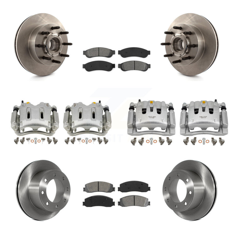 Front Rear Brake Caliper Rotors & Semi-Metallic Pad Kit (10Pc) For Ford F-250 Super Duty KC8-101292S