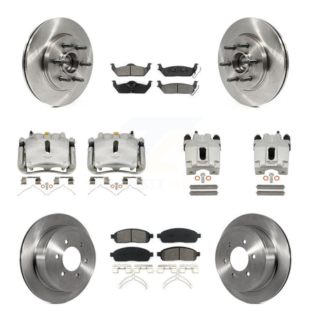 Front Rear Brake Caliper Rotors Semi-Metallic Pad Kit (10Pc) For Ford F-150 Lincoln Mark KC8-101293S