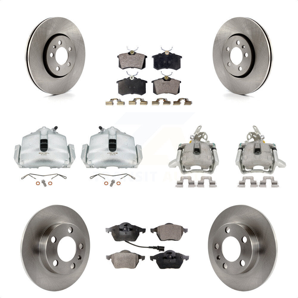 Front Rear Disc Brake Caliper Rotors And Ceramic Pads Kit (10Pc) For 2006 Volkswagen Jetta 2.0L With 288mm Diameter Rotor 7th 8th Digit Of VIN Is "9M" Or "1J" KC8-101293T by Transit Auto