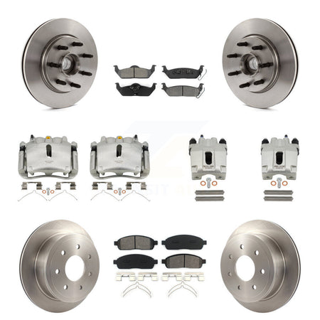 Front Rear Brake Caliper Rotors Semi-Metallic Pad Kit (10Pc) For Ford F-150 Lincoln Mark KC8-101294S