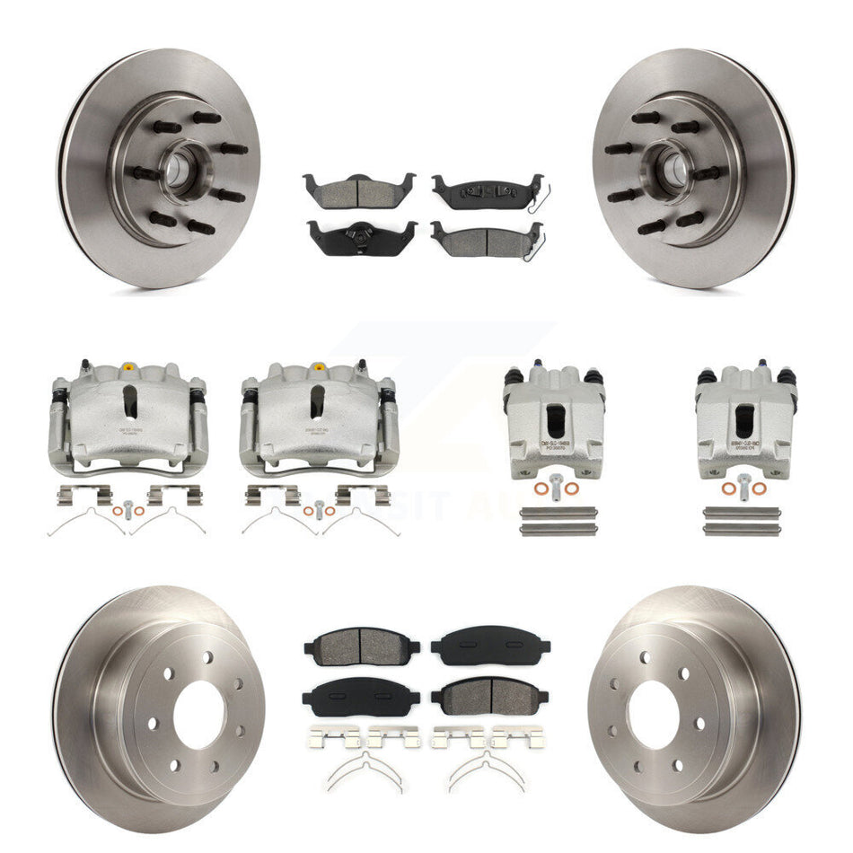 Front Rear Brake Caliper Rotors Semi-Metallic Pad Kit (10Pc) For Ford F-150 Lincoln Mark KC8-101294S