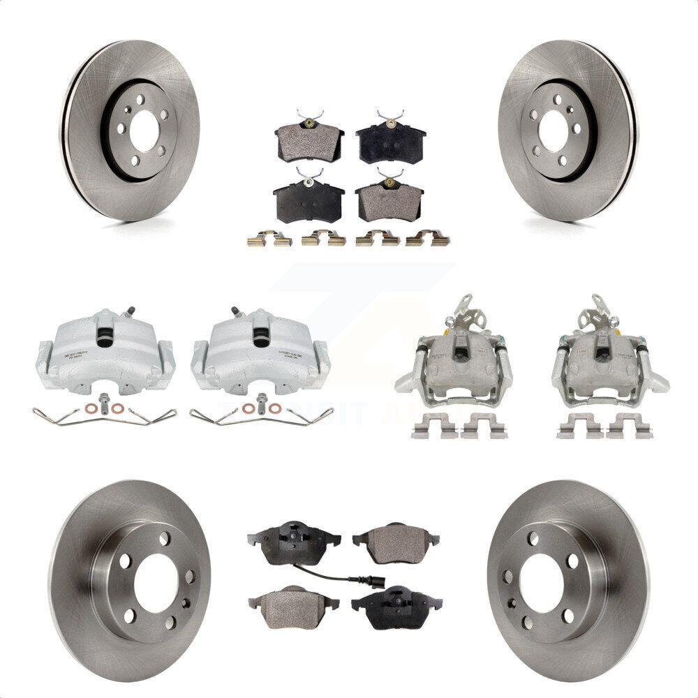 Front Rear Disc Brake Caliper Rotors And Ceramic Pads Kit (10Pc) For 2006 Volkswagen Jetta 2.5L 1.9L With 288mm Diameter Rotor 7th 8th Digit Of VIN Is "9M" Or "1J" KC8-101294T by Transit Auto