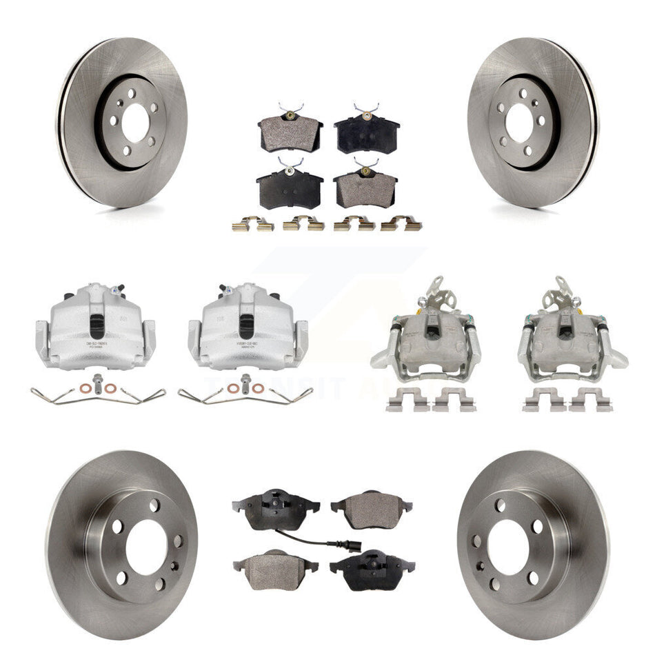 Front Rear Disc Brake Caliper Rotors And Ceramic Pads Kit (10Pc) For 2006 Volkswagen Jetta 2.5L 1.9L With 288mm Diameter Rotor 7th 8th Digit Of VIN Is "9M" Or "1J" KC8-101294T