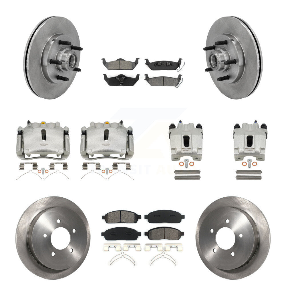 Front Rear Disc Brake Caliper Rotor Semi-Metallic Pad Kit (10Pc) For 2004 Ford F-150 RWD KC8-101295S