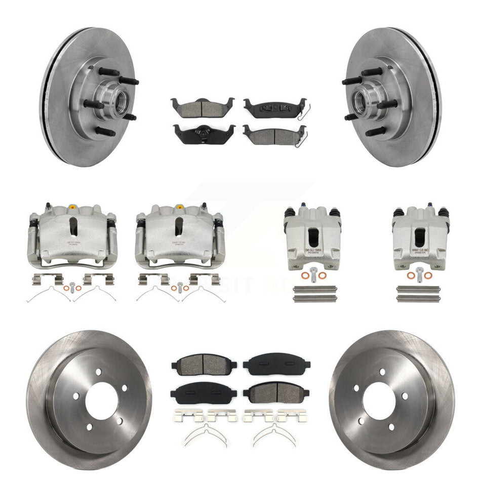 Front Rear Disc Brake Caliper Rotor Semi-Metallic Pad Kit (10Pc) For 2004 Ford F-150 RWD KC8-101295S