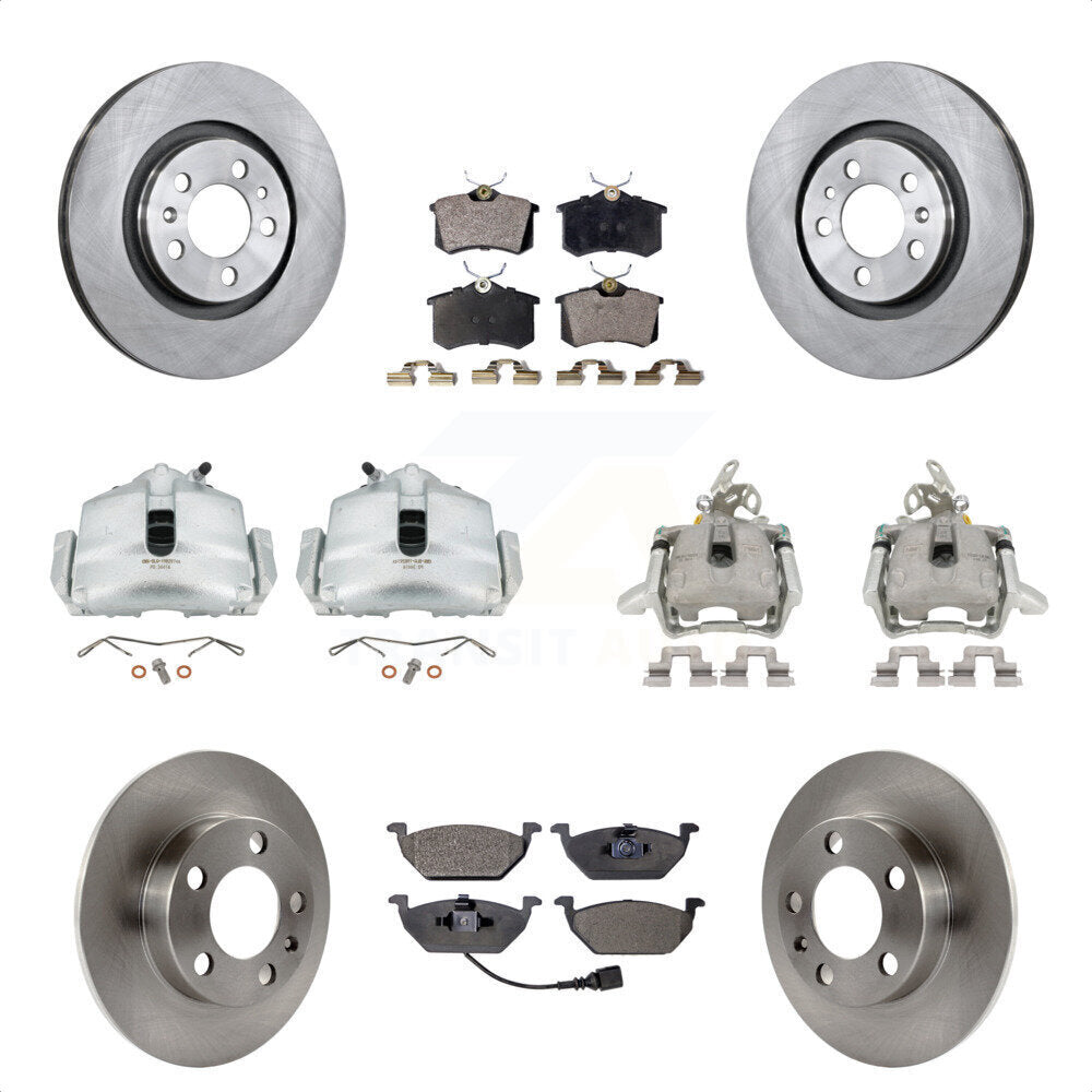 Front Rear Disc Brake Caliper Rotors And Ceramic Pads Kit (10Pc) For 2006 Volkswagen Jetta 2.0L With 280mm Diameter Rotor 7th 8th Digit Of VIN Is "9M" Or "1J" KC8-101295T by Transit Auto