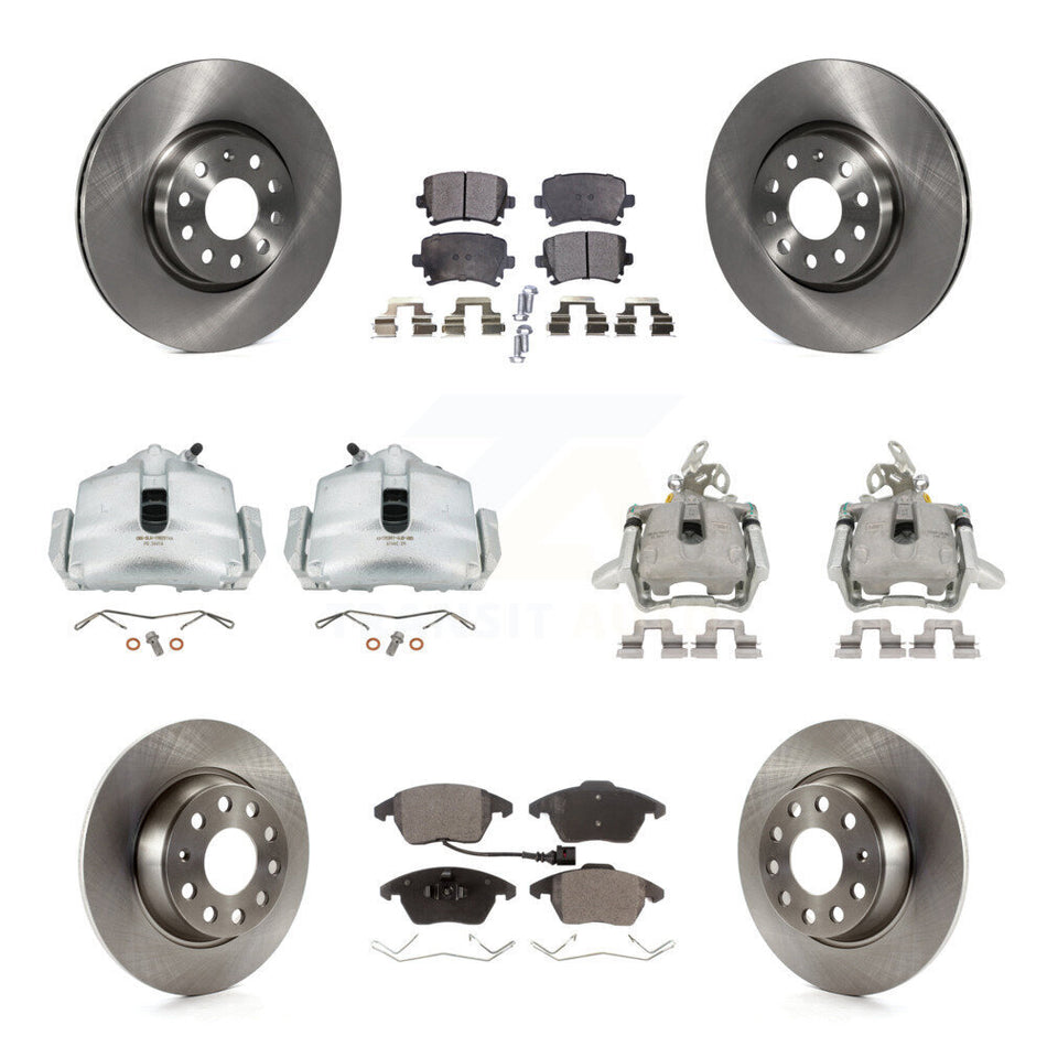 Front Rear Disc Brake Caliper Rotors And Ceramic Pads Kit (10Pc) For Volkswagen GTI KC8-101298T