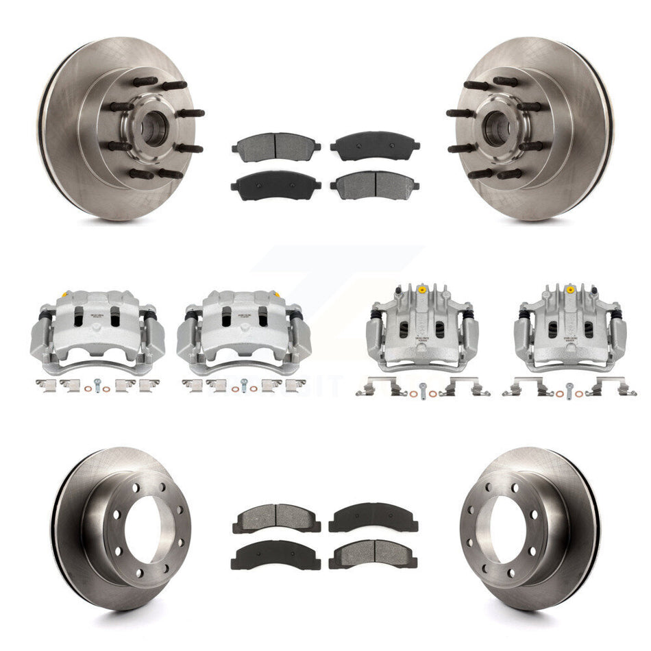 Front Rear Brake Caliper Rotors Semi-Metallic Pad Kit (10Pc) For 2005 Ford Excursion RWD KC8-101299S