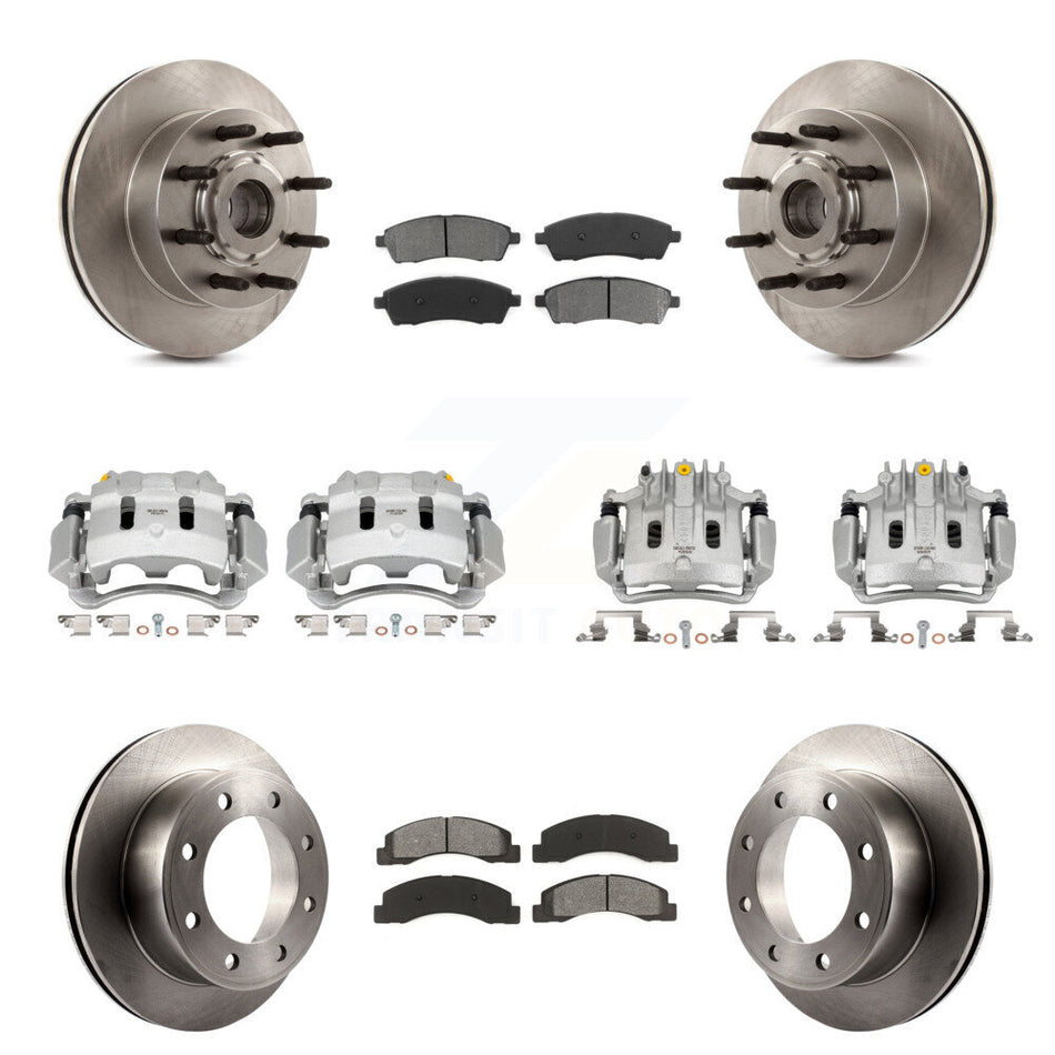 Front Rear Brake Caliper Rotors Semi-Metallic Pad Kit (10Pc) For 2005 Ford Excursion RWD KC8-101299S