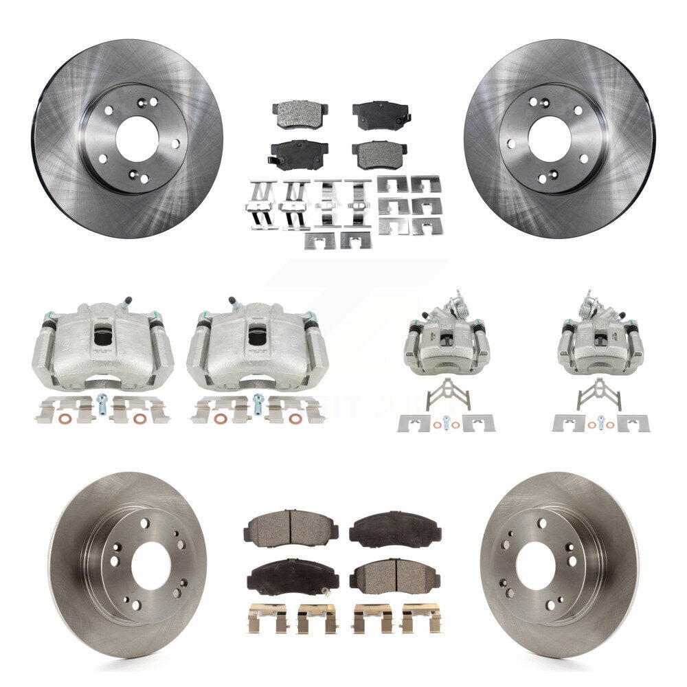 Front Rear Disc Brake Caliper Rotors And Semi-Metallic Pads Kit (10Pc) For Honda Accord KC8-101300P