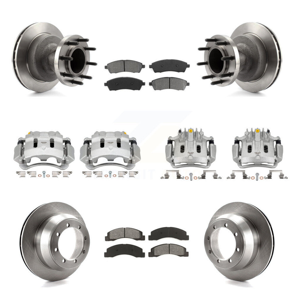 Front Rear Brake Caliper Rotors & Semi-Metallic Pad Kit (10Pc) For Ford F-350 Super Duty KC8-101300S