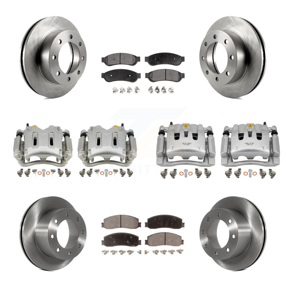 Front Rear Brake Caliper Rotors & Ceramic Pad Kit (10Pc) For Ford F-250 Super Duty F-350 KC8-101300T