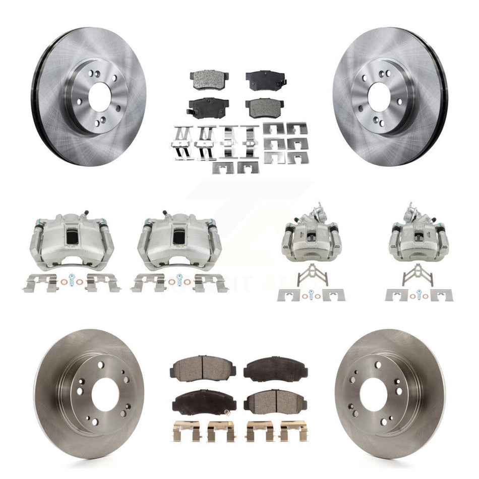 Front Rear Disc Brake Caliper Rotors And Semi-Metallic Pads Kit (10Pc) For Honda Accord KC8-101301P