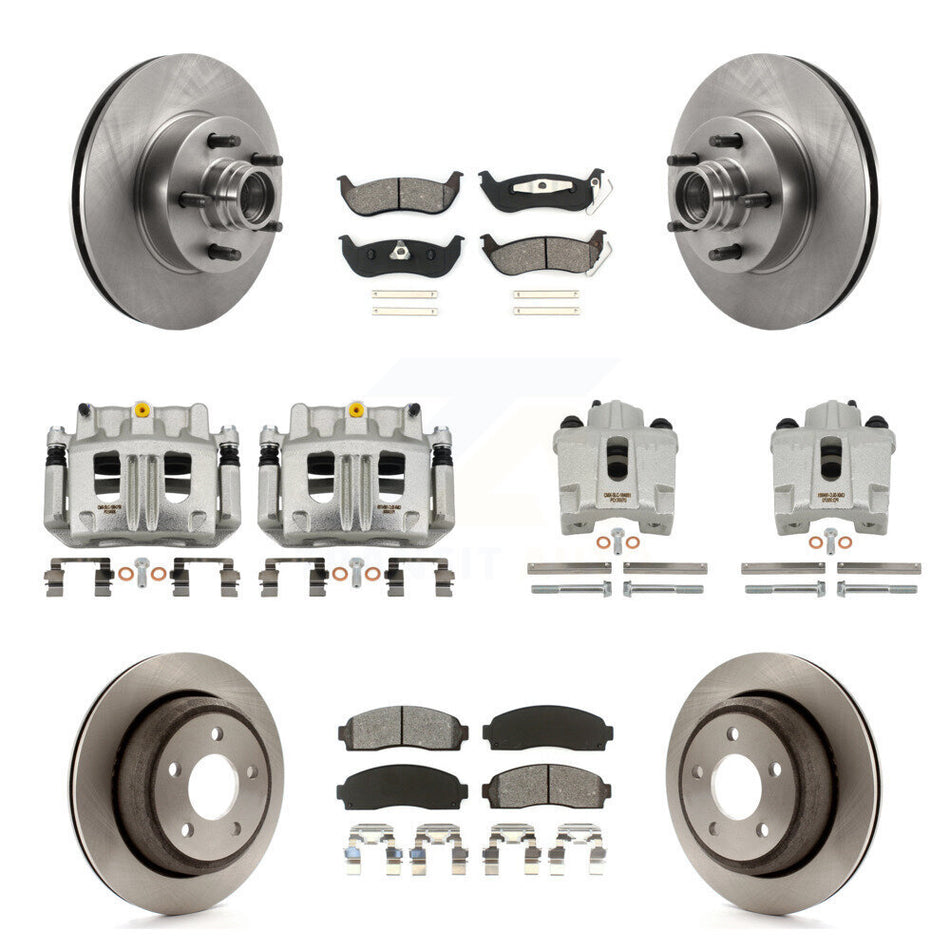 Front Rear Brake Caliper Rotors & Semi-Metallic Pad Kit (10Pc) For 10-11 Ford Ranger RWD KC8-101301S