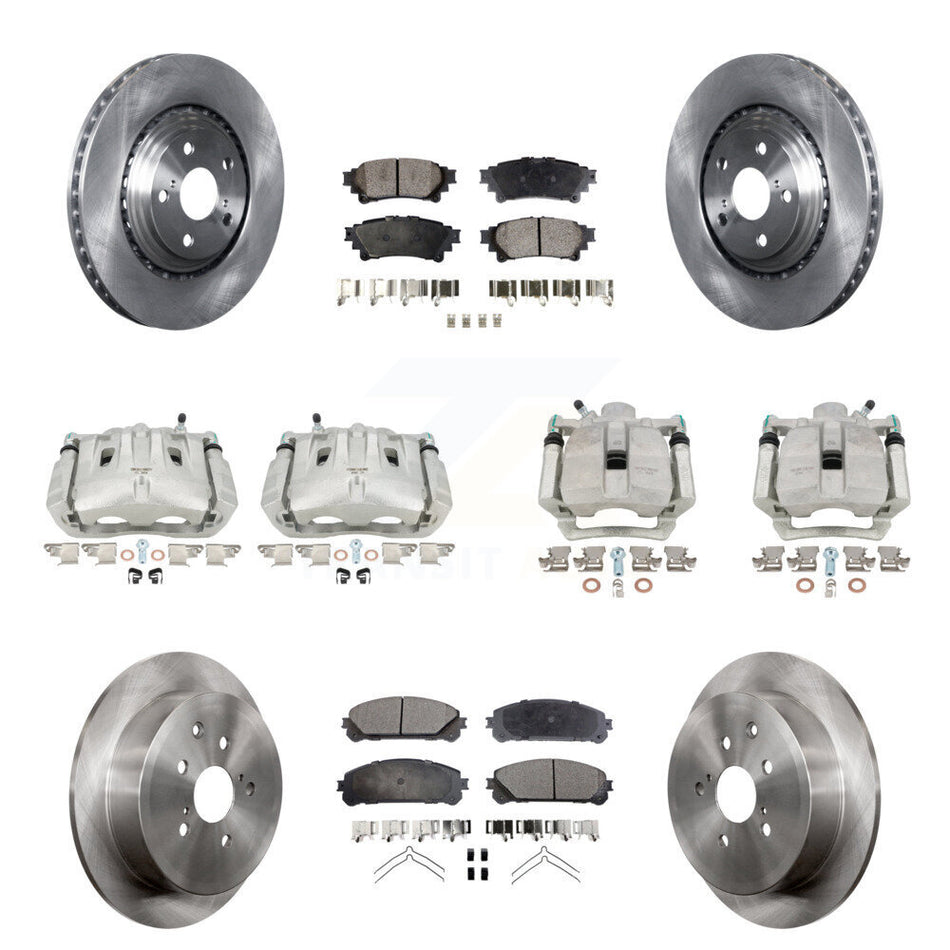 Front Rear Disc Brake Caliper Rotors And Ceramic Pads Kit (10Pc) For Toyota Highlander Sienna Lexus RX350 KC8-101302T