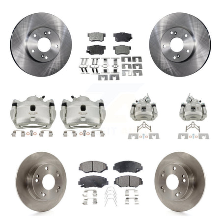 Front Rear Disc Brake Caliper Rotors And Semi-Metallic Pads Kit (10Pc) For Honda Accord KC8-101303P