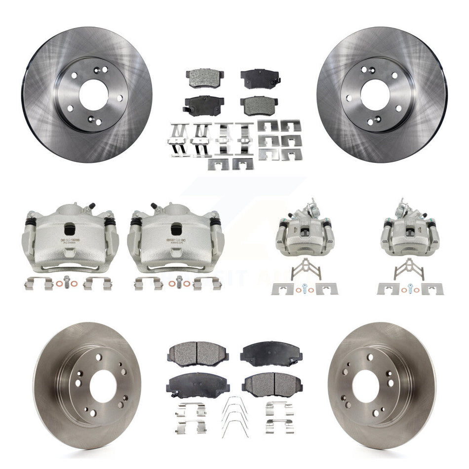 Front Rear Disc Brake Caliper Rotors And Semi-Metallic Pads Kit (10Pc) For Honda Accord KC8-101303P