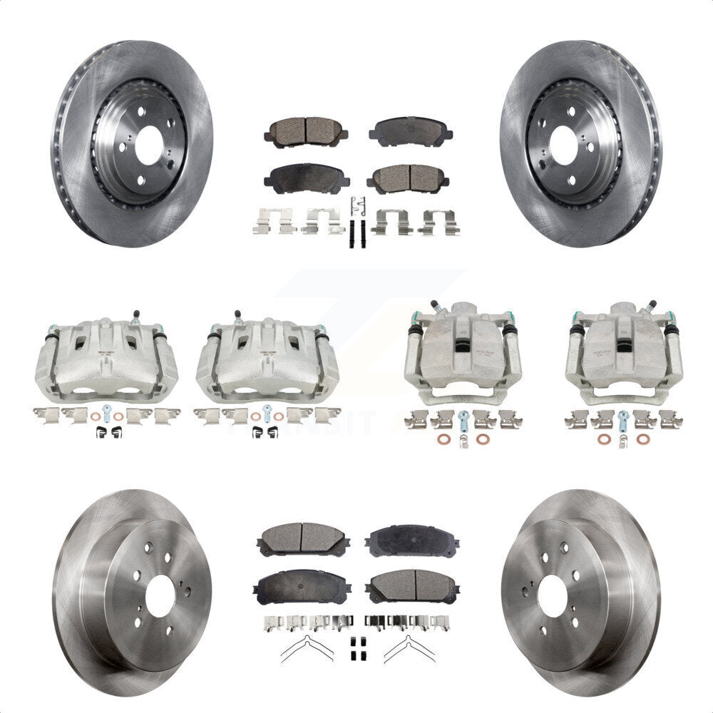 Front Rear Disc Brake Caliper Rotors And Ceramic Pads Kit (10Pc) For 2014 Toyota Highlander Hybrid Limited with FULL HYBRID EV-GAS (FHEV) engine KC8-101303T by Transit Auto