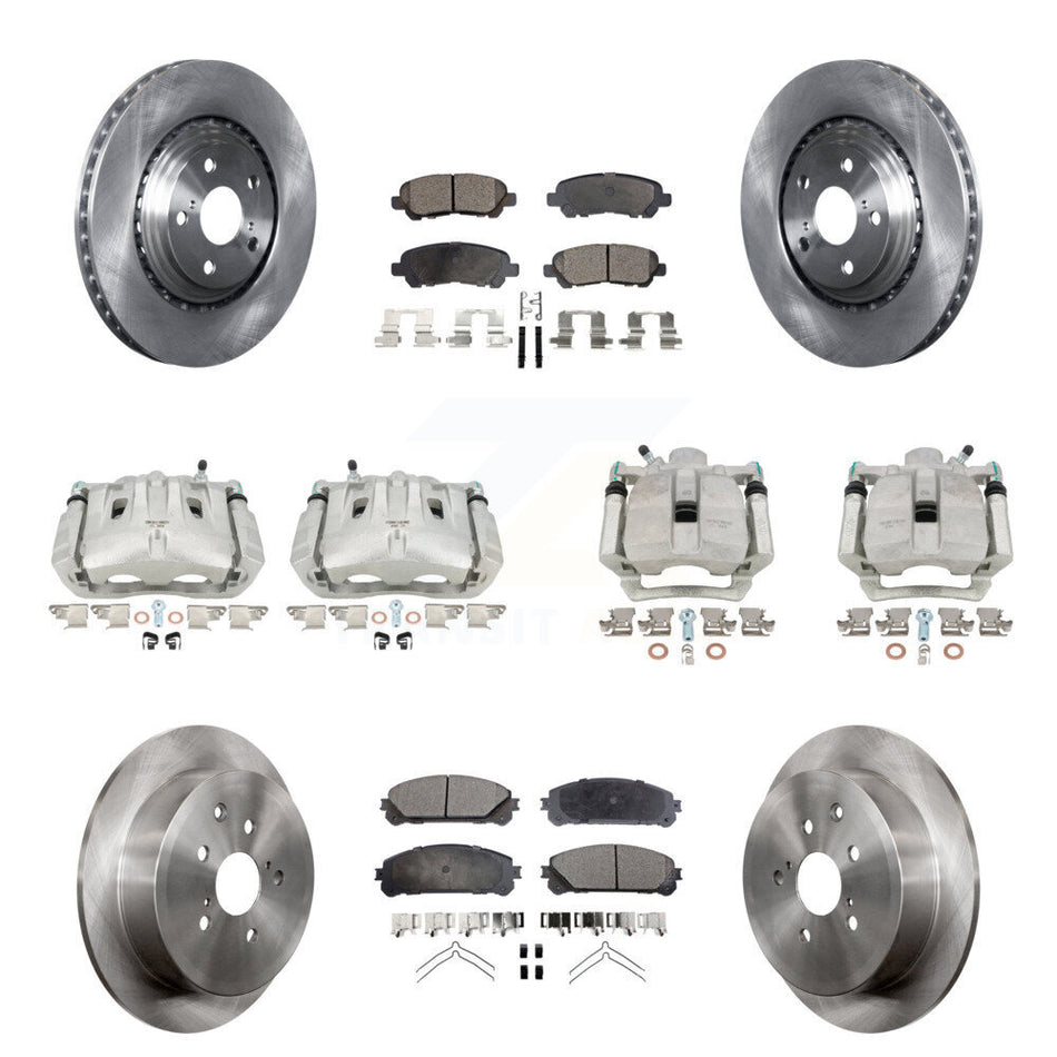 Front Rear Disc Brake Caliper Rotors And Ceramic Pads Kit (10Pc) For 2014 Toyota Highlander Hybrid Limited with FULL HYBRID EV-GAS (FHEV) engine KC8-101303T