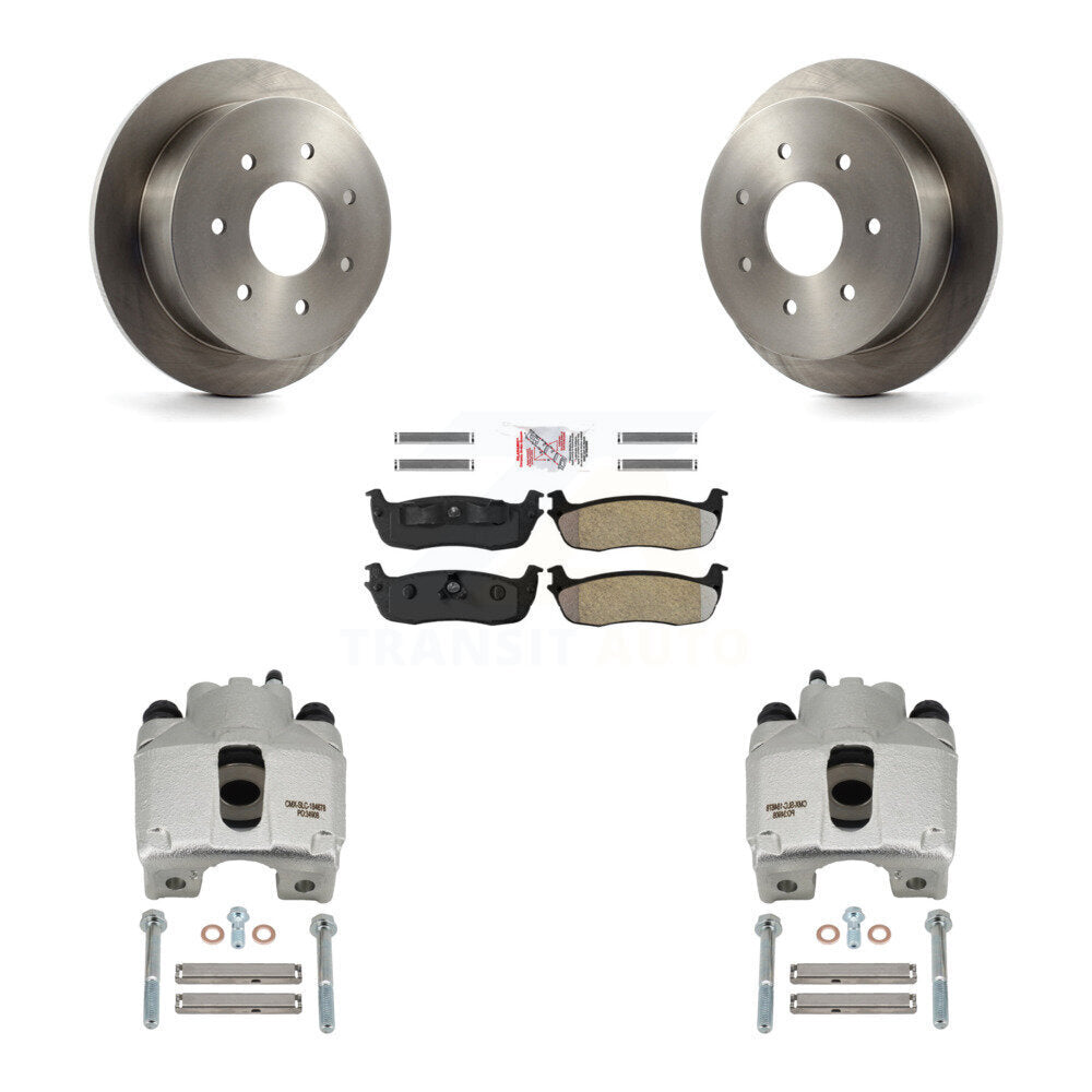 Rear Disc Brake Caliper Rotors And Semi-Metallic Pads Kit For Ford F-250 HD KC8-101304N