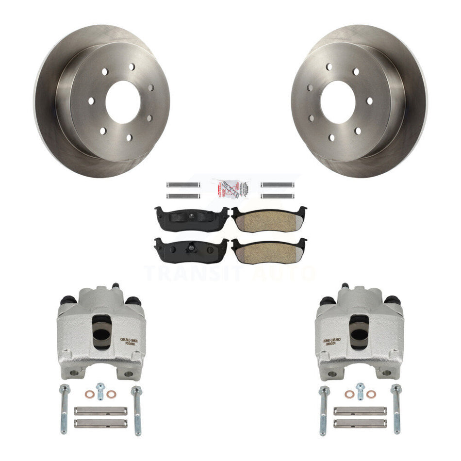 Rear Disc Brake Caliper Rotors And Semi-Metallic Pads Kit For Ford F-250 HD KC8-101304N