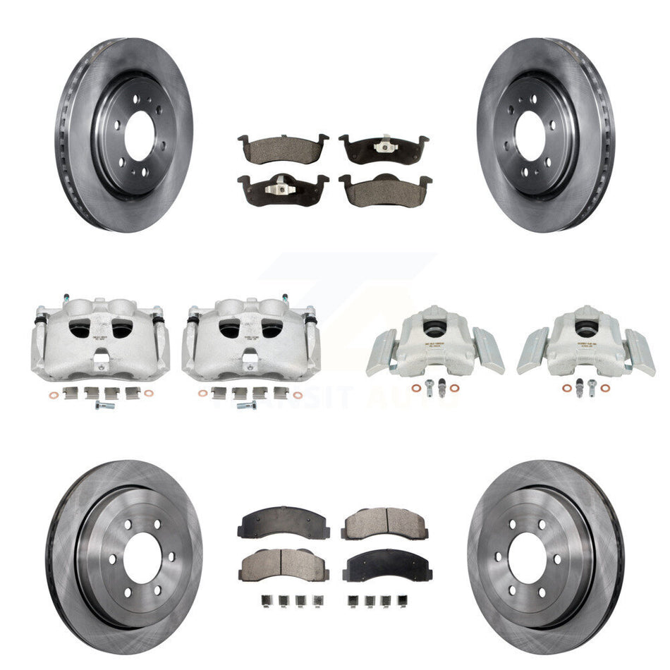 Front Rear Disc Brake Caliper Rotors And Ceramic Pads Kit (10Pc) For 2010-2017 Ford Expedition Lincoln Navigator KC8-101304T