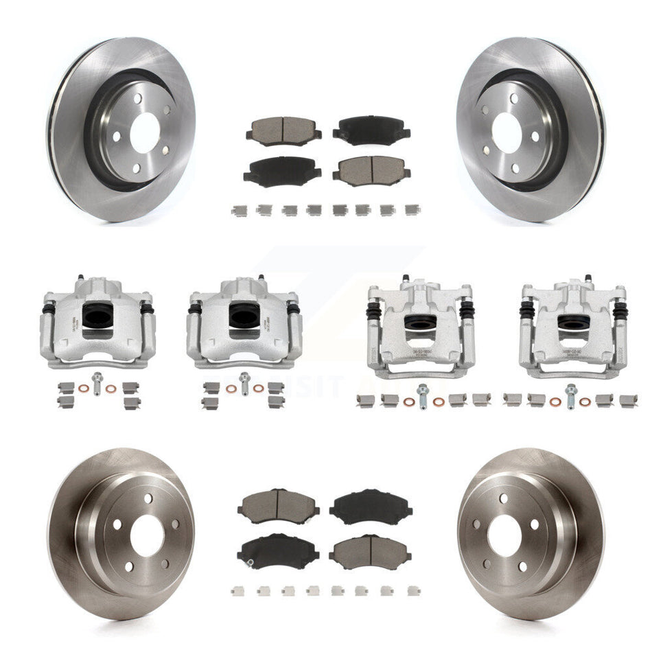 Front Rear Disc Brake Caliper Rotors And Ceramic Pads Kit (10Pc) For Jeep Wrangler KC8-101306C